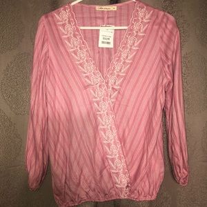 Pink stripped blouse top size Small NWT